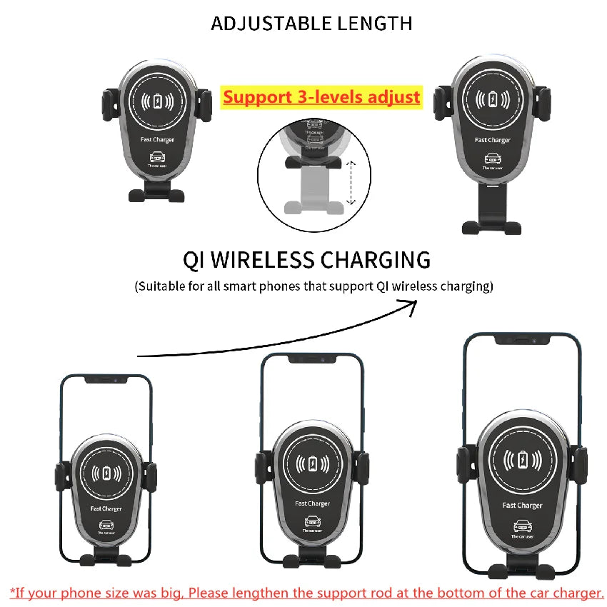 30W Wireless Fast Charger Car Mount Air Vent